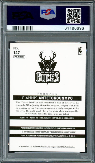 Giannis Antetokounmpo Autographed 2013 Panini NBA China Rookie Card #147 Milwaukee Bucks PSA 9 Auto Grade Mint 9 PSA/DNA #61196696