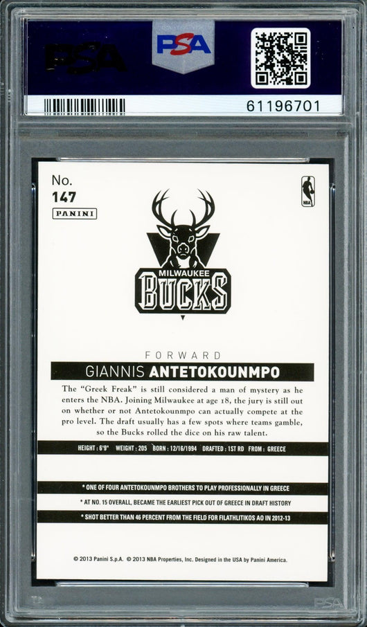Giannis Antetokounmpo Autographed 2013 Panini NBA China Rookie Card #147 Milwaukee Bucks Auto Grade Mint 9 PSA/DNA #61196701