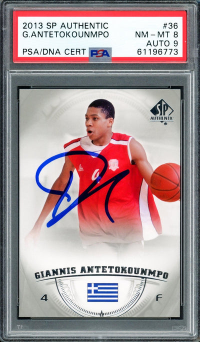 Giannis Antetokounmpo Autographed 2013 SP Authentic Rookie Card #36 Milwaukee Bucks PSA 8 Auto Grade Mint 9 PSA/DNA #61196773