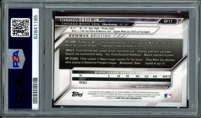 Fernando Tatis Jr. Autographed 2016 Bowman Prospects Yellow Rookie Card #BP17 San Diego Padres PSA 9 Auto Grade Gem Mint 10 PSA/DNA #62841185