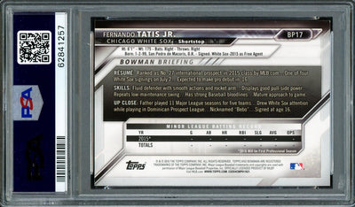Fernando Tatis Jr. Autographed 2016 Bowman Prospects Rookie Card #BP17 San Diego Padres PSA 9 Auto Grade Gem Mint 10 PSA/DNA #62841257