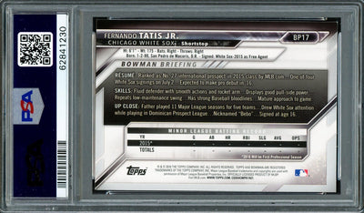 Fernando Tatis Jr. Autographed 2016 Bowman Prospects Rookie Card #BP17 San Diego Padres PSA 8 Auto Grade Gem Mint 10 PSA/DNA Stock #208569