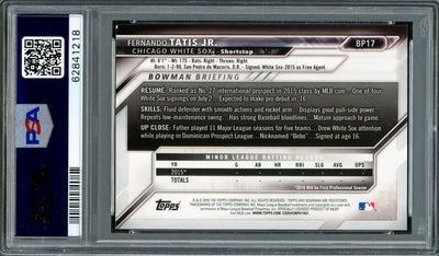 Fernando Tatis Jr. Autographed 2016 Bowman Prospects Rookie Card #BP17 San Diego Padres PSA 8 Auto Grade Mint 9 PSA/DNA #62841218