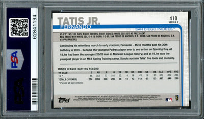 Fernando Tatis Jr. Autographed 2019 Topps Complete Set All Star Rookie Card #410 San Diego Padres PSA 8 Auto Grade Gem Mint 10 PSA/DNA #62841194