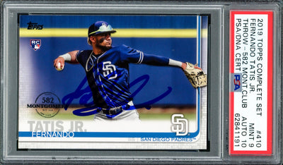 Fernando Tatis Jr. Autographed 2019 Topps Complete Set Montgomery Club Rookie Card #410 San Diego Padres PSA 9 Auto Grade Gem Mint 10 Highest Graded PSA/DNA #62841191