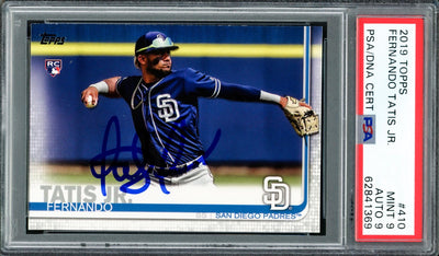 Fernando Tatis Jr. Autographed 2019 Topps Rookie Card #410 San Diego Padres PSA 9 Auto Grade Mint 9 PSA/DNA #62841369