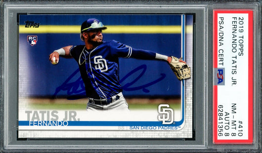 Fernando Tatis Jr. Autographed 2019 Topps Rookie Card #410 San Diego Padres PSA 8 Auto Grade Near Mint/Mint 8 PSA/DNA #62841356