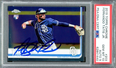 Fernando Tatis Jr. Autographed 2019 Topps Chrome Rookie Card #203 San Diego Padres PSA 10 Auto Grade Mint 9 PSA/DNA #62841440