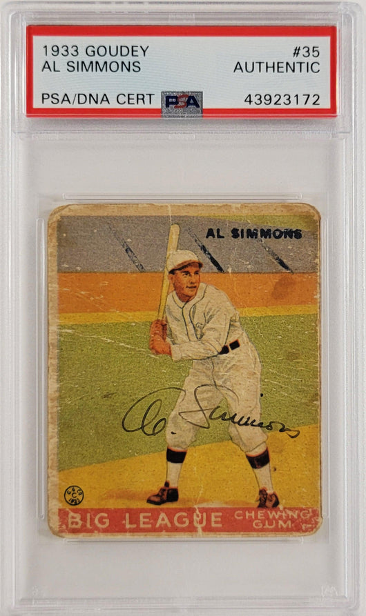 Al Simmons Autographed 1933 Goudey Rookie Card #35 Philadelphia A's PSA/DNA #43923172