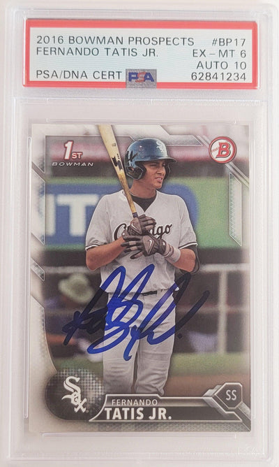 Fernando Tatis Jr. Autographed 2016 Bowman Prospects Rookie Card #BP17 San Diego Padres PSA 6 Auto Grade Gem Mint 10 PSA/DNA #62841234