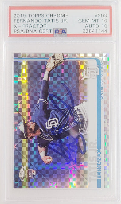 Fernando Tatis Jr. Autographed 2019 Topps Chrome X-Fractor Rookie Card #203 San Diego Padres PSA 10 Auto Grade Gem Mint 10 PSA/DNA #62841144