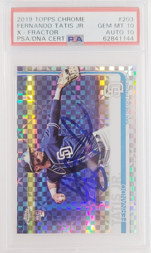 Fernando Tatis Jr. Autographed 2019 Topps Chrome X-Fractor Rookie Card #203 San Diego Padres PSA 10 Auto Grade Gem Mint 10 PSA/DNA #62841144