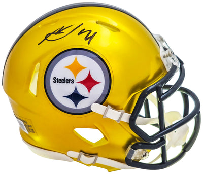 George Pickens Autographed Pittsburgh Steelers Flash Yellow Speed Mini Helmet Beckett BAS QR Stock #220510