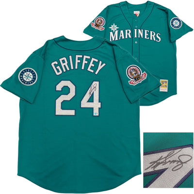 Seattle Mariners Ken Griffey Jr. Autographed Teal Authentic Mitchell & Ness 1995 Cooperstown Collection 75th Negro League Commemorative Year Jersey Size 52 Beckett BAS Witness