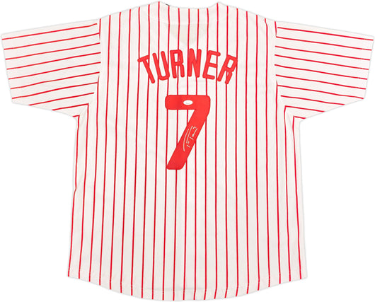 Philadelphia Phillies Trea Turner Autographed White Pinstripes Jersey JSA