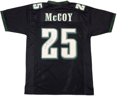 Philadelphia Eagles LeSean McCoy Autographed Black Jersey Beckett BAS Witness