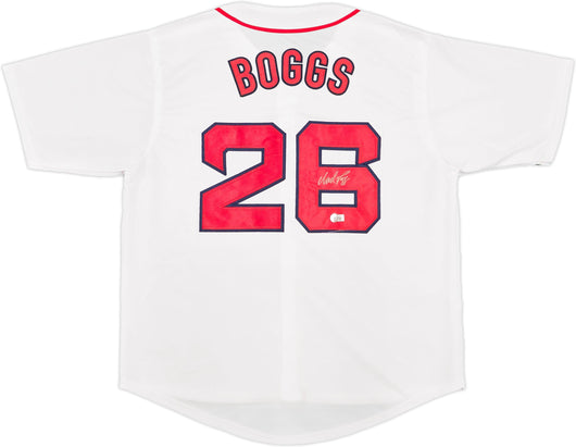 Boston Red Sox Wade Boggs Autographed White Jersey Beckett BAS Witness