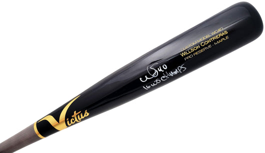 Wilson Contreras Autographed Black & Grey Victus Pro Reserve Maple Bat Chicago Cubs "16 WS Champs" MLB Holo Stock #208798