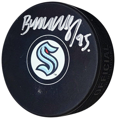 Andre Burakovsky Autographed Official Seattle Kraken Logo Hockey Puck Fanatics Holo Stock #208686