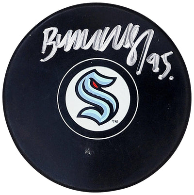 Andre Burakovsky Autographed Official Seattle Kraken Logo Hockey Puck Fanatics Holo Stock #208686