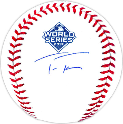 Trea Turner Autographed Official 2019 World Series Logo MLB Baseball Washington Nationals Beckett BAS Witness