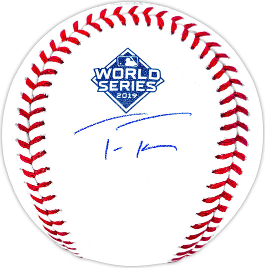 Trea Turner Autographed Official 2019 World Series Logo MLB Baseball Washington Nationals Beckett BAS Witness