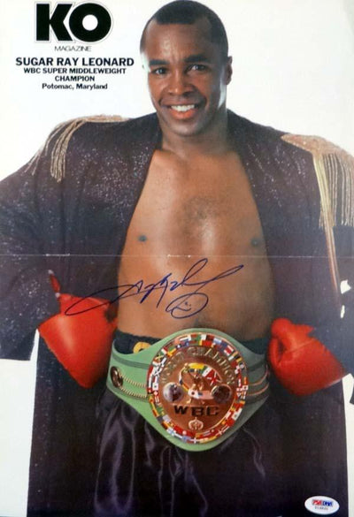 Sugar Ray Leonard Autographed 11x15.5 Magazine Poster Photo PSA/DNA #T19820