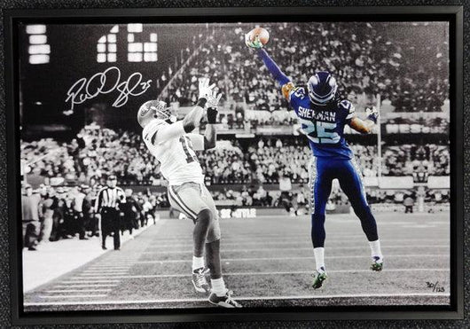 Richard Sherman Autographed Framed 20x30 Canvas Photo Seattle Seahawks The Tip #/125 RS Holo Stock #94468