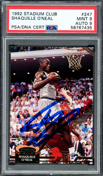 Shaquille "Shaq" O'Neal Autographed 1992 Stadium Rookie Card #247 Orlando Magic PSA 9 Auto Grade Mint 9 PSA/DNA #58767435