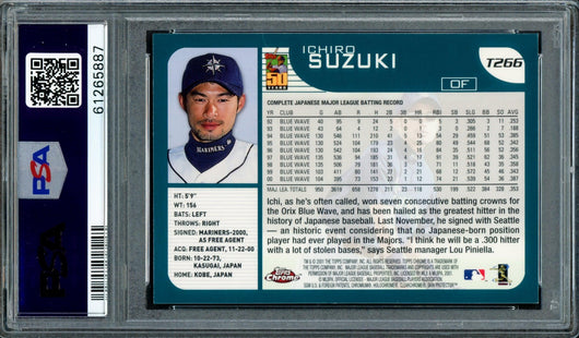 Ichiro Suzuki Autographed 2001 Topps Chrome Traded Rookie Card #T266 Seattle Mariners PSA 8 PSA/DNA #61265887