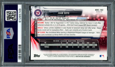 Juan Soto Autographed 2017 Bowman Draft Chrome Refractor Rookie Card #BDC162 Washington Nationals PSA 9 "2019 WS Champs" PSA/DNA #61265749