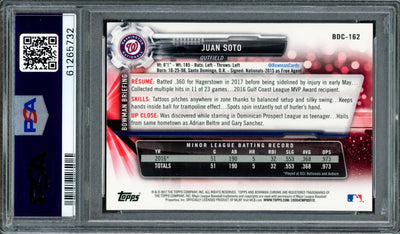 Juan Soto Autographed 2017 Bowman Draft Chrome Rookie Card #BDC162 Washington Nationals PSA 9 "2019 WS Champs" PSA/DNA #61265732