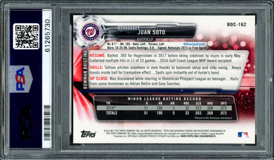 Juan Soto Autographed 2017 Bowman Draft Chrome Rookie Card #BDC162 Washington Nationals PSA 9 "2019 WS Champs" PSA/DNA #61265730