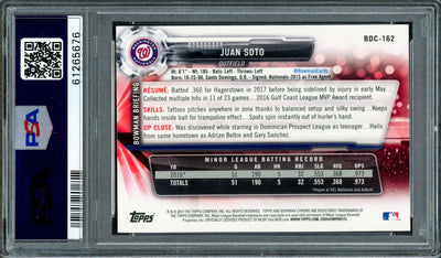 Juan Soto Autographed 2017 Bowman Draft Chrome Rookie Card #BDC162 Washington Nationals PSA 10 PSA/DNA #61265676