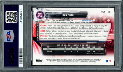 Juan Soto Autographed 2017 Bowman Draft Chrome Rookie Card #BDC162 Washington Nationals PSA 9 (Bubbling) PSA/DNA #61265680