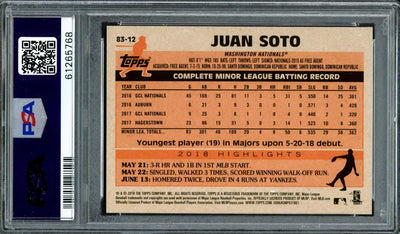 Juan Soto Autographed 2018 Topps Update 1983 Rookie Card #83-12 Washington Nationals PSA 8 PSA/DNA #61265768
