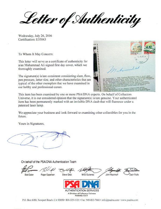 Muhammad Ali Autographed First Day Cover Vintage PSA/DNA #E35043