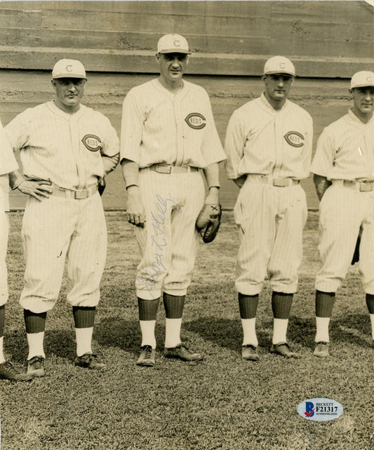 George Kelly Autographed 8x9.5 Photo Cincinnati Reds Beckett BAS #F21317