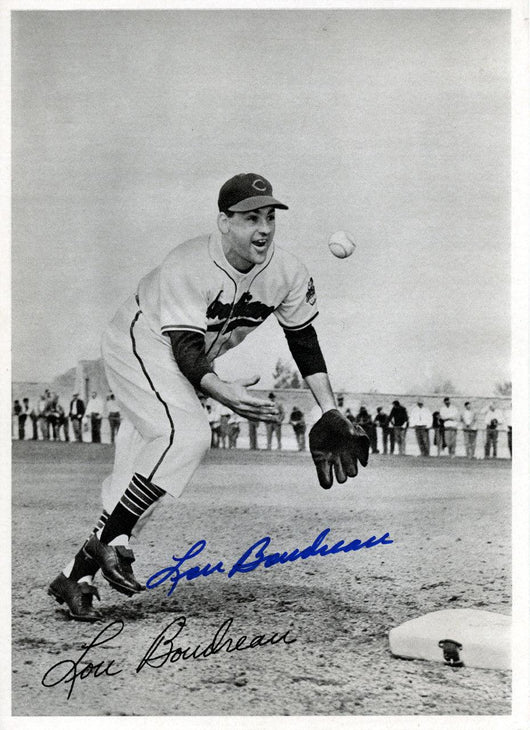 Lou Boudreau Autographed 6.5x9 Photo Picture Pack 1948 Cleveland Indians Beckett BAS #F98274