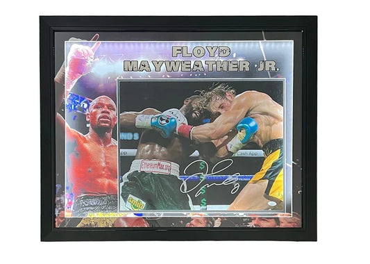Floyd Mayweather Jr Signed vs Logan Paul 3D Light Up Framed Boxing 33x27 Photo (JSA)