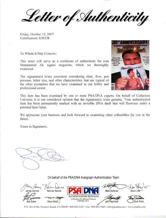 Muhammad Ali Autographed Sports Illustrated Magazine Vintage PSA/DNA #G56338