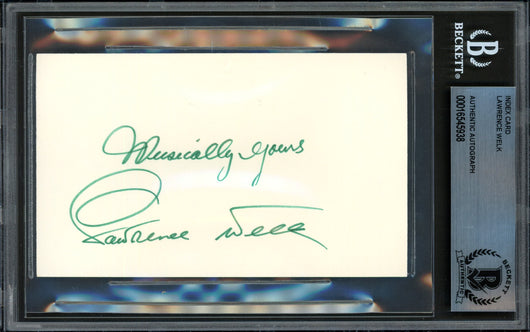 Lawrence Welk Autographed 3x5 Index Card Musician "Musically Yours" Beckett BAS #16545938