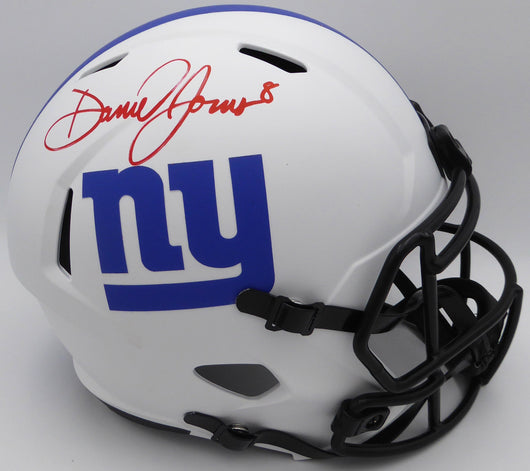 Daniel Jones Autographed New York Giants Alternate White Full Size Speed Replica Helmet New York Giants Beckett BAS QR #W045132
