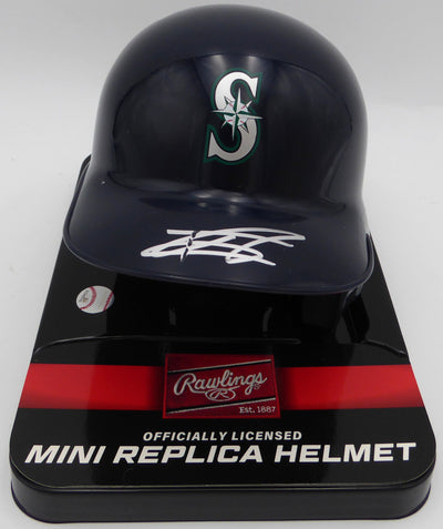 Julio Rodriguez Autographed Seattle Mariners Mini Helmet (Smudged) Beckett BAS QR #BN14295