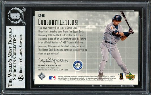 Ichiro Suzuki Autographed 2002 Upper Deck Lineup Time Jerseys Card #LT-IS Seattle Mariners Beckett BAS #12491706