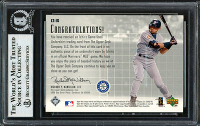 Ichiro Suzuki Autographed 2002 Upper Deck Lineup Time Jerseys Card #LT-IS Seattle Mariners Beckett BAS #12491706
