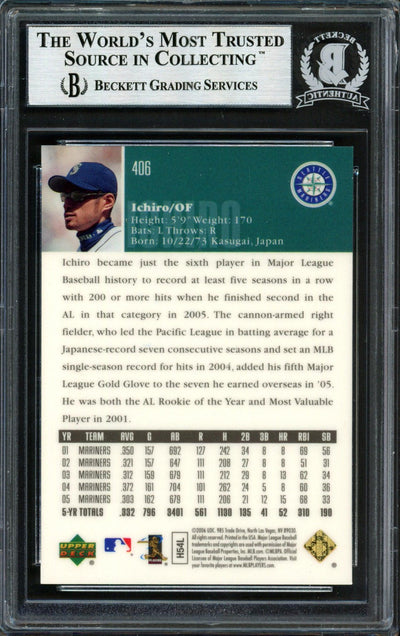 Ichiro Suzuki Autographed 2006 Upper Deck F/X Special Green Card #406 Seattle Mariners #46/99 Beckett BAS #12492445