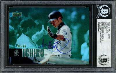 Ichiro Suzuki Autographed 2006 Upper Deck F/X Special Green Card #406 Seattle Mariners #46/99 Beckett BAS #12492445