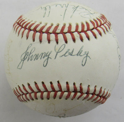 Johnny Pesky, Frank Malzone + Multi Signed Auto Baseball B172