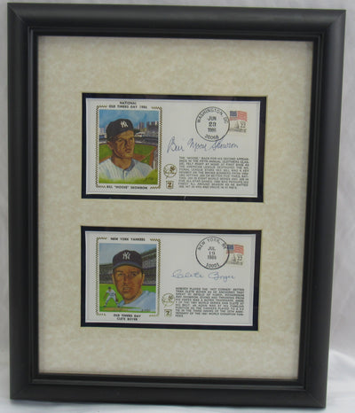 Bill Skowron and Clete Boyer Signed Framed Post Cards JSA Authenticated